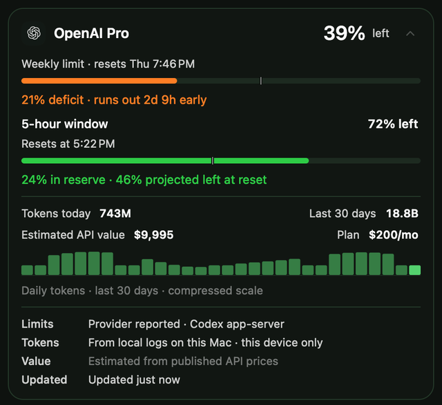 The same expanded provider card in dark mode.